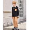 Arshiner Boys Fall Clothes Set Long Sleeve Pullover T-Shirt & Jogger Pants Casual Outfits for 5-13 Years Kids(Black/Brown)