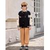Arshiner Boys Fall Clothes Set Long Sleeve Pullover T-Shirt & Jogger Pants Casual Outfits for 5-13 Years Kids(Black/Brown)