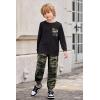 Arshiner Boys Fall Clothes Set Long Sleeve Pullover T-Shirt & Jogger Pants Casual Outfits for 5-13 Years Kids(Black/Camo)