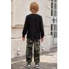 Arshiner Boys Fall Clothes Set Long Sleeve Pullover T-Shirt & Jogger Pants Casual Outfits for 5-13 Years Kids(Black/Camo)