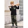 Arshiner Boys Fall Clothes Set Long Sleeve Pullover T-Shirt & Jogger Pants Casual Outfits for 5-13 Years Kids(Black/Camo)