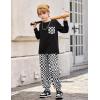 Arshiner Boys Fall Clothes Set Long Sleeve Pullover T-Shirt & Jogger Pants Casual Outfits for 5-13 Years Kids(Black/Plaid)