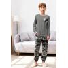 Arshiner Boys Fall Clothes Set Long Sleeve Pullover T-Shirt & Jogger Pants Casual Outfits for 5-13 Years Kids(Grey/Camo)