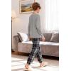 Arshiner Boys Fall Clothes Set Long Sleeve Pullover T-Shirt & Jogger Pants Casual Outfits for 5-13 Years Kids(Light Grey/Navy Plaid)