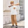 Arshiner Boys Fall Clothes Set Long Sleeve Pullover T-Shirt & Jogger Pants Casual Outfits for 5-13 Years Kids(White/Brown)
