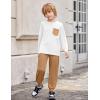 Arshiner Boys Fall Clothes Set Long Sleeve Pullover T-Shirt & Jogger Pants Casual Outfits for 5-13 Years Kids(White/Brown)