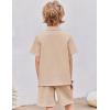 Arshiner Boy’s Textured Button Up Shirt and Shorts Set 2 Piece Summer Beach Outfit for 5~12 Years Kids(Light Khaki)