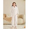 Arshiner Girls Clothes 2 Piece Fuzzy Outfits Winter Warm Fleece Loose Pullover Sweatshirt and Sweatpant Sweatsuit(Beige)