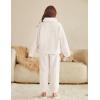 Arshiner Girls Clothes 2 Piece Fuzzy Outfits Winter Warm Fleece Loose Pullover Sweatshirt and Sweatpant Sweatsuit(Beige)