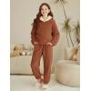 Arshiner Girls Clothes 2 Piece Fuzzy Outfits Winter Warm Fleece Loose Pullover Sweatshirt and Sweatpant Sweatsuit(Brown)