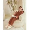 Arshiner Girls Clothes 2 Piece Fuzzy Outfits Winter Warm Fleece Loose Pullover Sweatshirt and Sweatpant Sweatsuit(Brown)