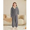 Arshiner Girls Clothes 2 Piece Fuzzy Outfits Winter Warm Fleece Loose Pullover Sweatshirt and Sweatpant Sweatsuit(Dark Gray)