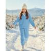 Arshiner Girls Clothes 2 Piece Fuzzy Outfits Winter Warm Fleece Loose Pullover Sweatshirt and Sweatpant Sweatsuit(Light Blue)