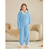 Arshiner Girls Clothes 2 Piece Fuzzy Outfits Winter Warm Fleece Loose Pullover Sweatshirt and Sweatpant Sweatsuit(Light Blue)
