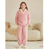Arshiner Girls Clothes 2 Piece Fuzzy Outfits Winter Warm Fleece Loose Pullover Sweatshirt and Sweatpant Sweatsuit(Pink)