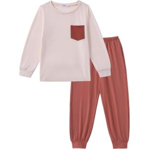 Arshiner Boys Fall Clothes Set Long Sleeve Pullover T-Shirt & Jogger Pants Casual Outfits for 5-13 Years Kids(Beige/Brown)