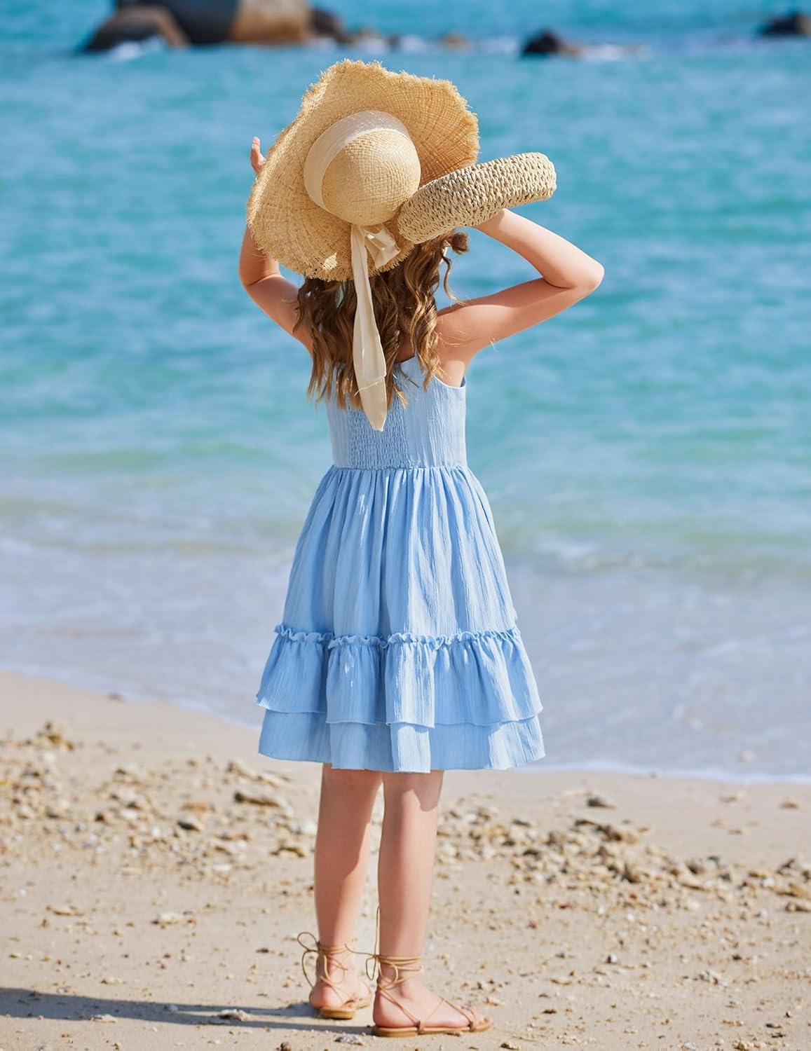 image:imageArshiner Girls Cami Summer Dress Boho Sleeveless Casual Sundress with Pockets for 412 YLight Blue