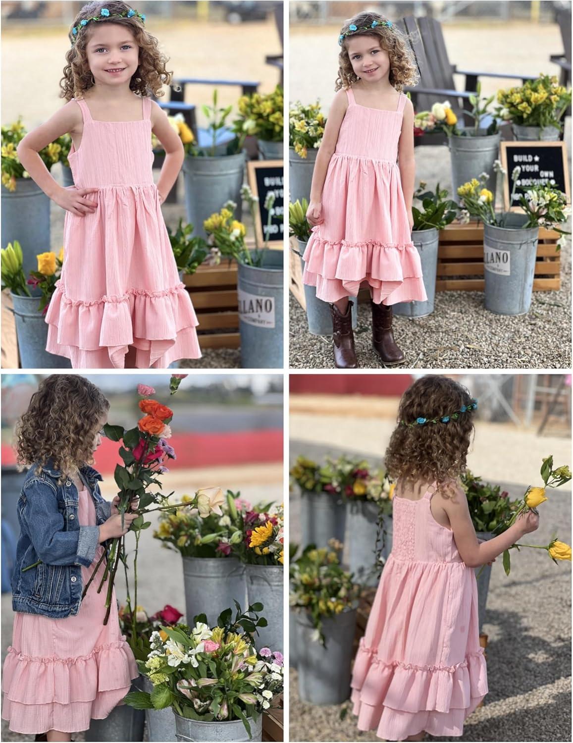 image:imageArshiner Girls Cami Summer Dress Boho Sleeveless Casual Sundress with Pockets for 412 YLight Pink