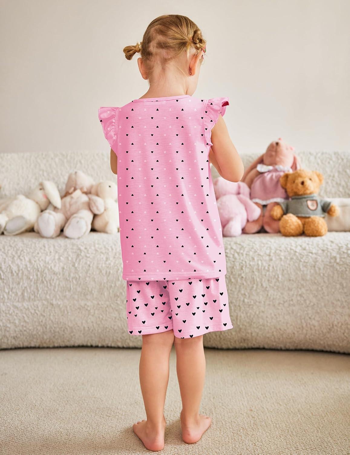 image:imageArshiner Girls Pajamas Set Short Sleeve Pjs Sleepwear 3PCS Summer Lounge Sets NightwearPink Burger