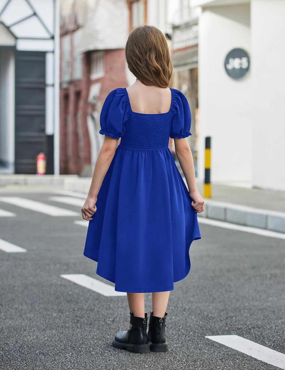 image:imageArshiner Girls Summer Dress Puff Sleeve High Low Swing Off Shoulder Formal Dresses with PocketRoyal Blue