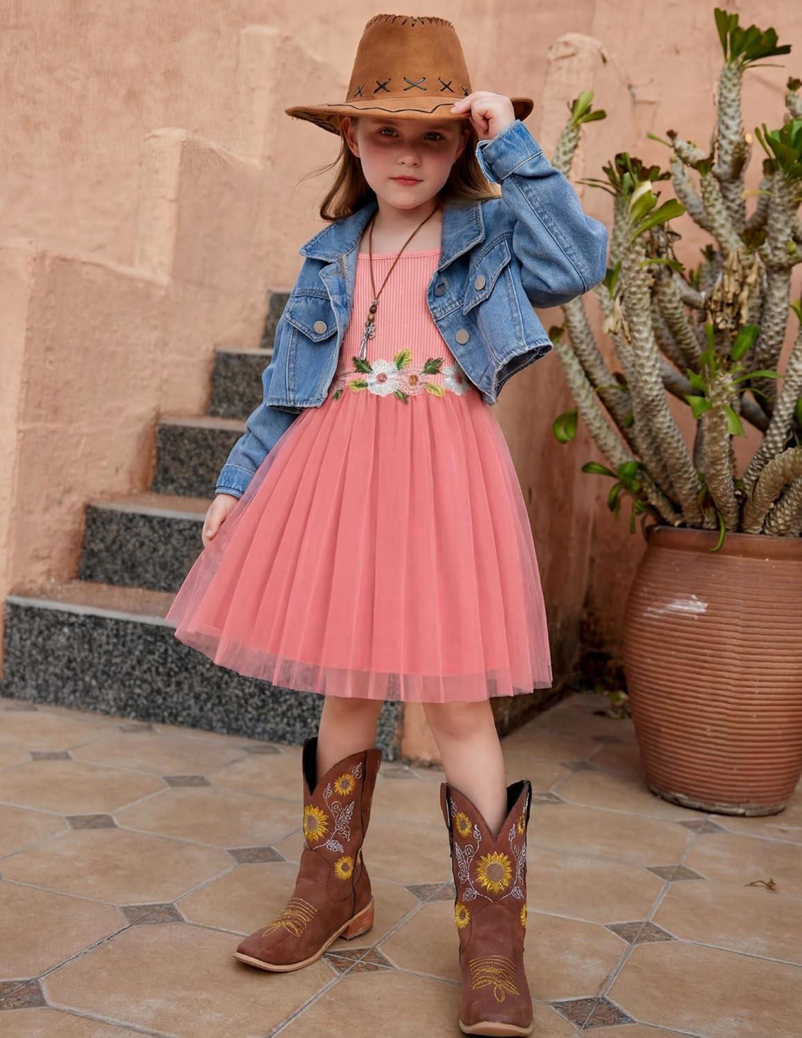 image:imageArshiner Toddler Tulle Dress Summer Spaghetti Strap Party Tutu Flower Girl Dresses with Belt 38YLight Pink