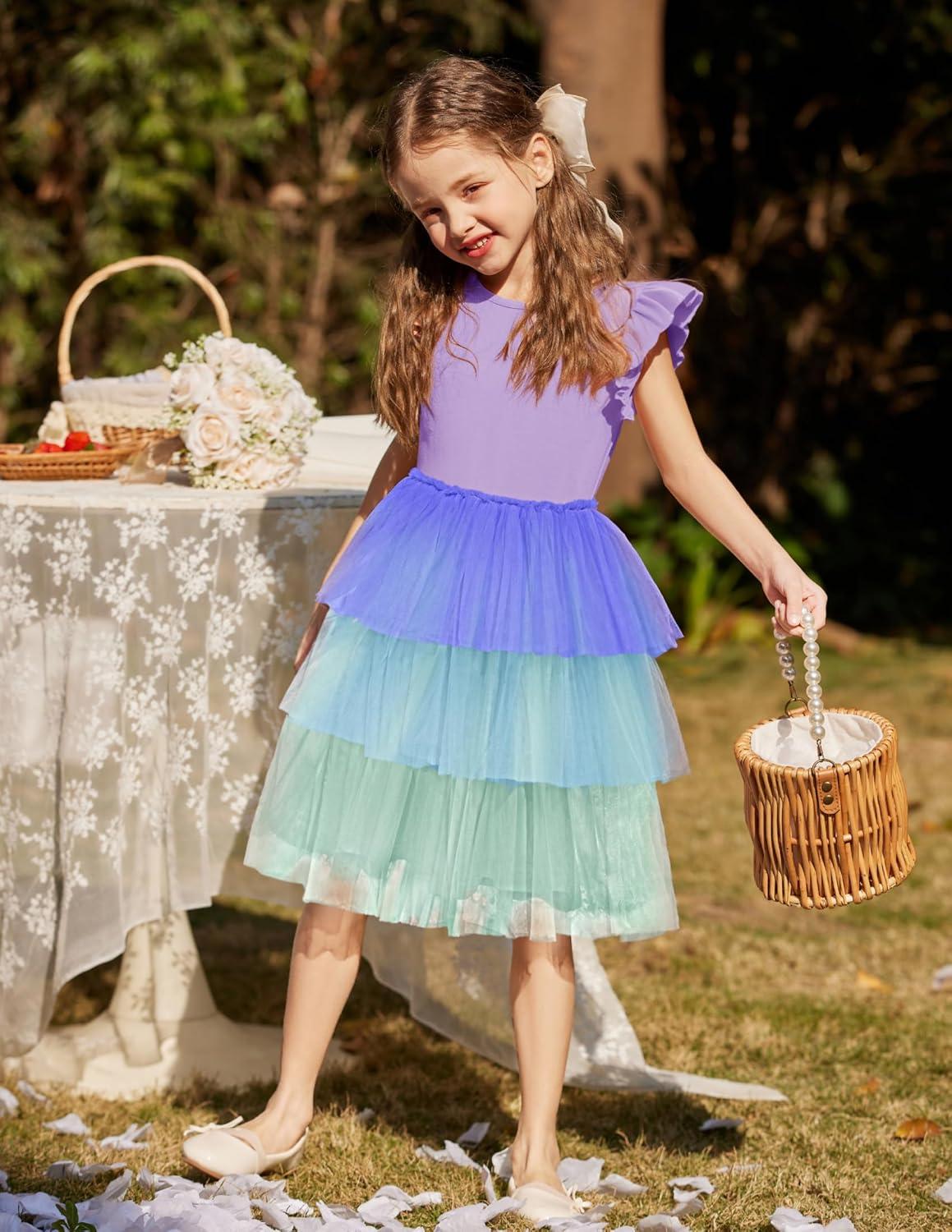 image:imageArshiner Toddler Tutu Dress Girls Fluffy Tiered Summer Dresses Cute Party Tulle Sundress for Kids 27YPurple Gradient