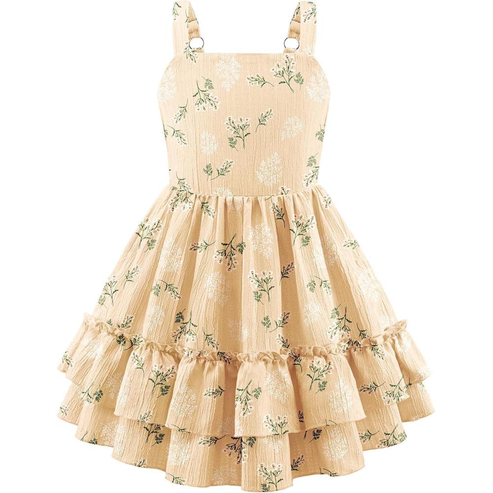 image:imageArshiner Girls Cami Summer Dress Boho Sleeveless Casual Sundress with Pockets for 412 YKhaki Floral