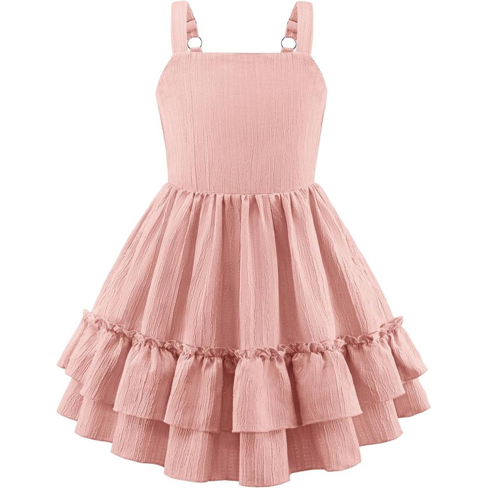 image:imageArshiner Girls Cami Summer Dress Boho Sleeveless Casual Sundress with Pockets for 412 YLight Pink