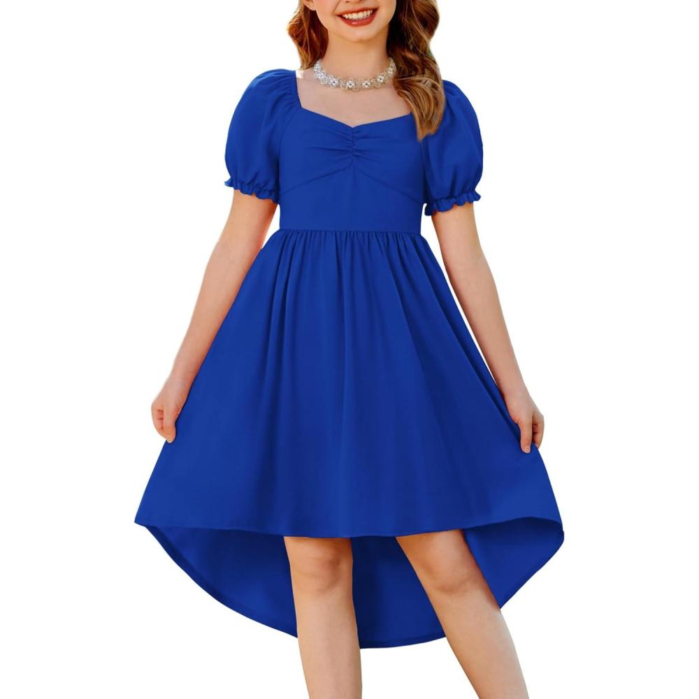 image:imageArshiner Girls Summer Dress Puff Sleeve High Low Swing Off Shoulder Formal Dresses with PocketRoyal Blue