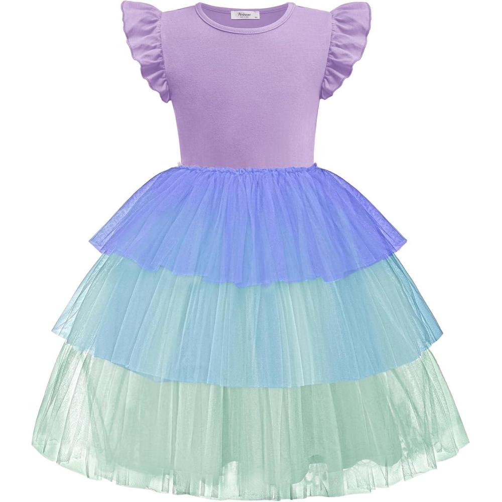 image:imageArshiner Toddler Tutu Dress Girls Fluffy Tiered Summer Dresses Cute Party Tulle Sundress for Kids 27YPurple Gradient