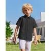 Arshiner Boys Cuban Guayabera Shirt Short Sleeve Button Down Shirt Summer Casual Linen Shirts for Kids 4-12 Years(Black)