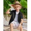 Arshiner Boys Cuban Guayabera Shirt Short Sleeve Button Down Shirt Summer Casual Linen Shirts for Kids 4-12 Years(Black)