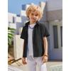 Arshiner Boys Cuban Guayabera Shirt Short Sleeve Button Down Shirt Summer Casual Linen Shirts for Kids 4-12 Years(Black)