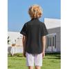Arshiner Boys Cuban Guayabera Shirt Short Sleeve Button Down Shirt Summer Casual Linen Shirts for Kids 4-12 Years(Black)