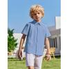 Arshiner Boys Cuban Guayabera Shirt Short Sleeve Button Down Shirt Summer Casual Linen Shirts for Kids 4-12 Years(Blue)