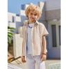 Arshiner Boys Cuban Guayabera Shirt Short Sleeve Button Down Shirt Summer Casual Linen Shirts for Kids 4-12 Years(Champagne)