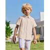 Arshiner Boys Cuban Guayabera Shirt Short Sleeve Button Down Shirt Summer Casual Linen Shirts for Kids 4-12 Years(Champagne)