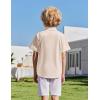 Arshiner Boys Cuban Guayabera Shirt Short Sleeve Button Down Shirt Summer Casual Linen Shirts for Kids 4-12 Years(Champagne)