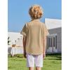 Arshiner Boys Cuban Guayabera Shirt Short Sleeve Button Down Shirt Summer Casual Linen Shirts for Kids 4-12 Years(Khaki)