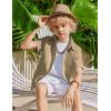 Arshiner Boys Cuban Guayabera Shirt Short Sleeve Button Down Shirt Summer Casual Linen Shirts for Kids 4-12 Years(Khaki)