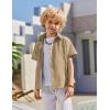 Arshiner Boys Cuban Guayabera Shirt Short Sleeve Button Down Shirt Summer Casual Linen Shirts for Kids 4-12 Years(Khaki)
