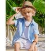 Arshiner Boys Cuban Guayabera Shirt Short Sleeve Button Down Shirt Summer Casual Linen Shirts for Kids 4-12 Years(Light Blue)