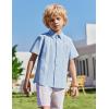 Arshiner Boys Cuban Guayabera Shirt Short Sleeve Button Down Shirt Summer Casual Linen Shirts for Kids 4-12 Years(Light Blue)