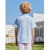 Arshiner Boys Cuban Guayabera Shirt Short Sleeve Button Down Shirt Summer Casual Linen Shirts for Kids 4-12 Years(Light Blue)
