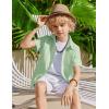 Arshiner Boys Cuban Guayabera Shirt Short Sleeve Button Down Shirt Summer Casual Linen Shirts for Kids 4-12 Years(Light Green)