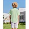 Arshiner Boys Cuban Guayabera Shirt Short Sleeve Button Down Shirt Summer Casual Linen Shirts for Kids 4-12 Years(Light Green)
