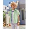 Arshiner Boys Cuban Guayabera Shirt Short Sleeve Button Down Shirt Summer Casual Linen Shirts for Kids 4-12 Years(Light Green)
