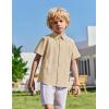 Arshiner Boys Cuban Guayabera Shirt Short Sleeve Button Down Shirt Summer Casual Linen Shirts for Kids 4-12 Years(Light Khaki)