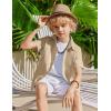 Arshiner Boys Cuban Guayabera Shirt Short Sleeve Button Down Shirt Summer Casual Linen Shirts for Kids 4-12 Years(Light Khaki)