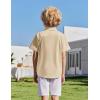 Arshiner Boys Cuban Guayabera Shirt Short Sleeve Button Down Shirt Summer Casual Linen Shirts for Kids 4-12 Years(Light Khaki)